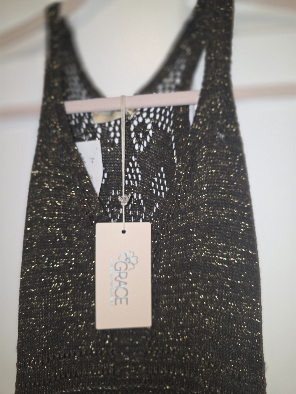 Grace Elements Black Metallic Backless Knit Dress